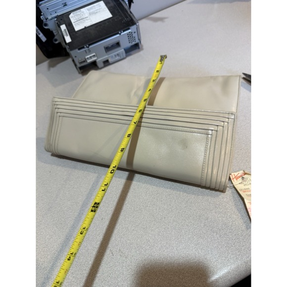 Mary Ann Rosenfeld 1980s Ivory Beige Leather Shoulder Purse Clutch NWT - Picture 8 of 9